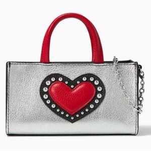Brighton Pop Star Petite Silver Mini Bag with Red Heart NWT Registration card